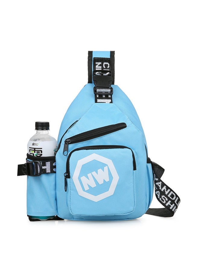 Boys And Girls Fashionable Children's Chest Bag Western Style Baby Shoulder Messenger Bag Children's Travel Light Water Bottle Bag Wholesale-Color:Light Blue - Image 1