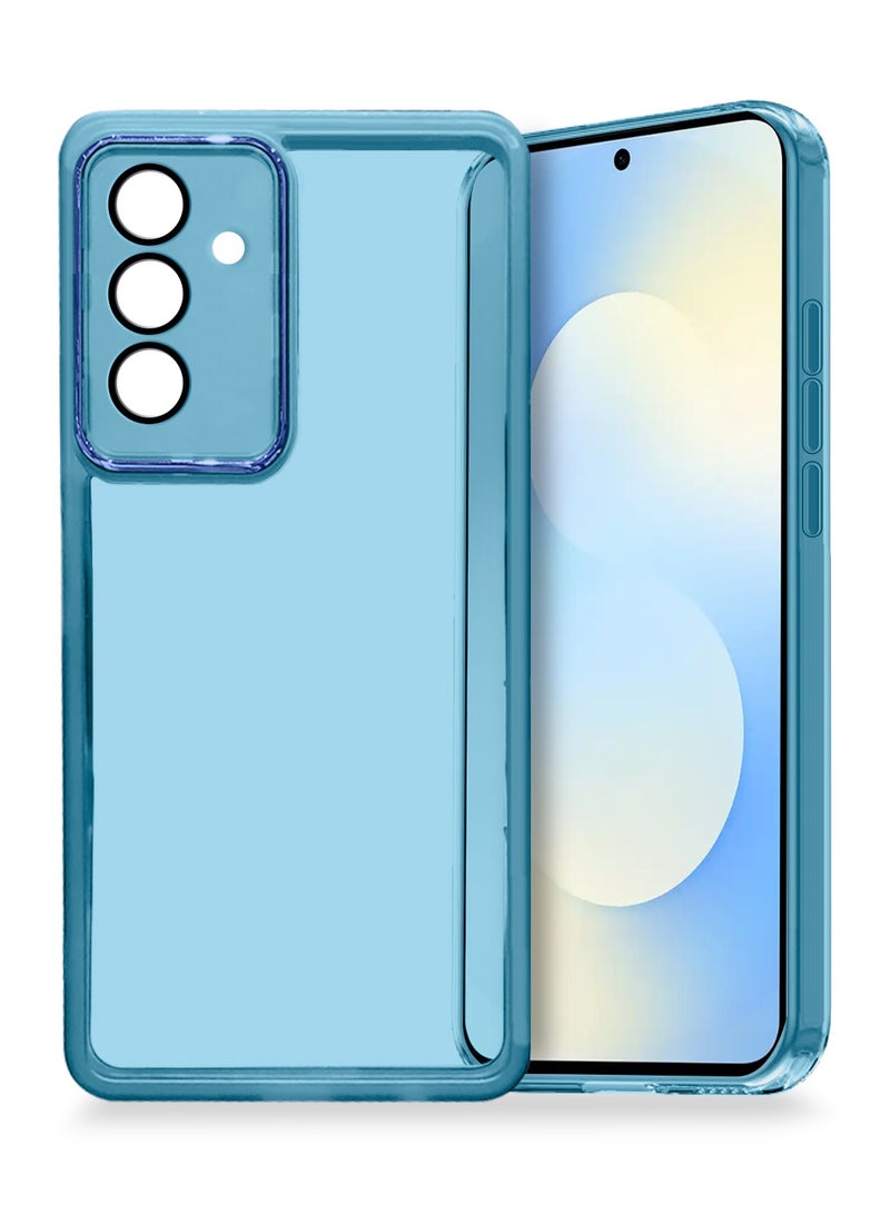 Wtech Samsung Galaxy S25 FE 5G 2025 Soft Transparent TPU Camera Lens Protection Silicone Ultra Thin Phone Stylish Electroplated Camera Border Back Case Cover - Blue - Image 1