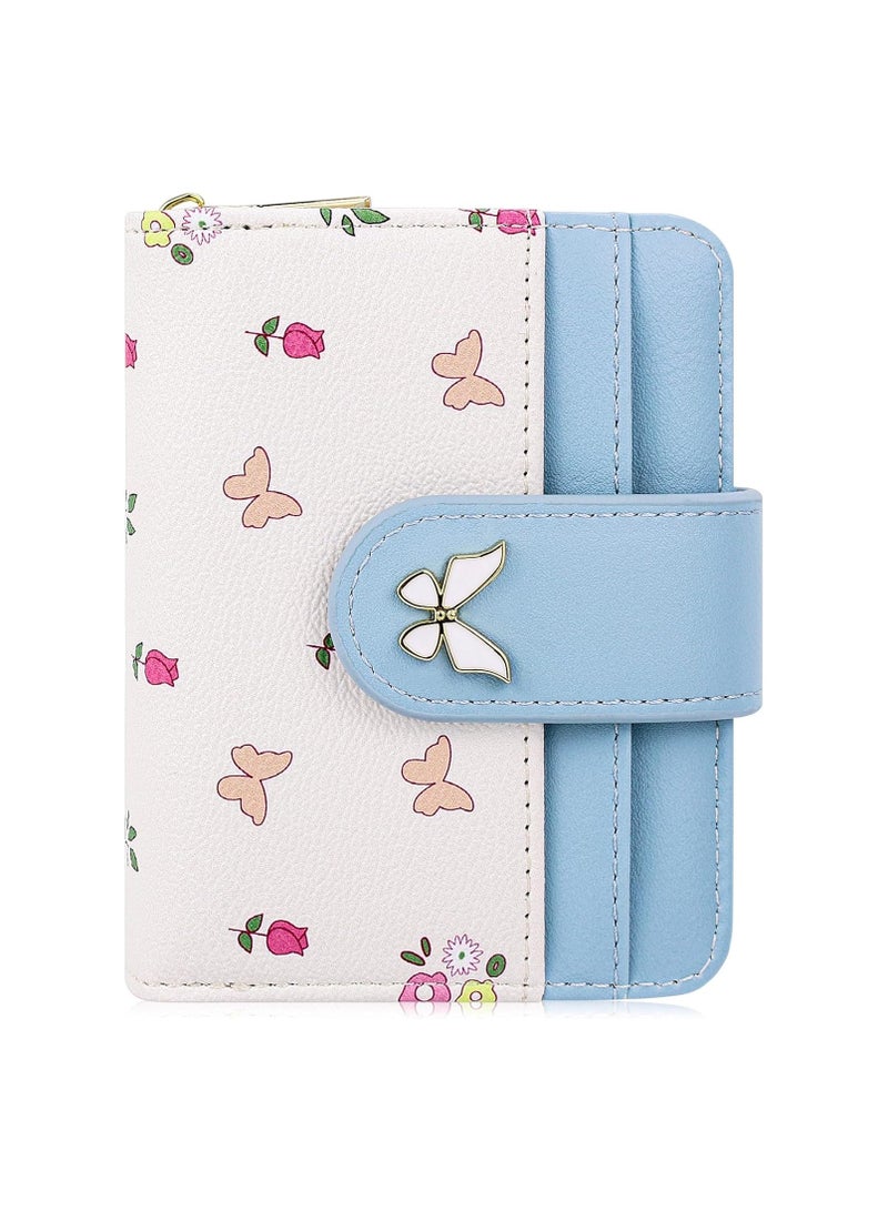 عام محفظة سيدات بتصميم الفراشة - محفظة نسائية صغيرة زرقاء بتصميم كاواي، محفظة مدمجة للفتيات، منظم جيوب أنيق، الهدية المثالية لها - Image 1