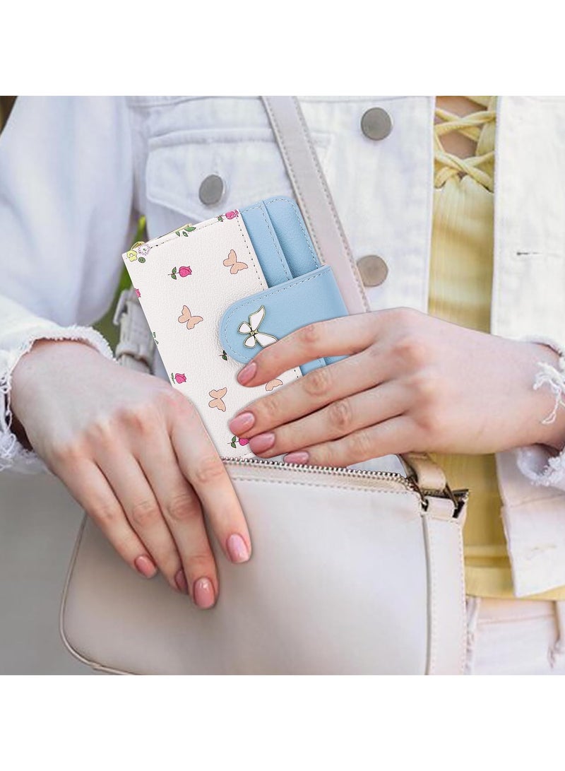 عام محفظة سيدات بتصميم الفراشة - محفظة نسائية صغيرة زرقاء بتصميم كاواي، محفظة مدمجة للفتيات، منظم جيوب أنيق، الهدية المثالية لها - Image 3