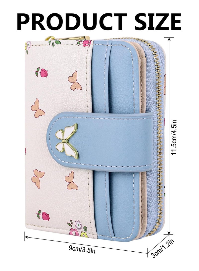 عام محفظة سيدات بتصميم الفراشة - محفظة نسائية صغيرة زرقاء بتصميم كاواي، محفظة مدمجة للفتيات، منظم جيوب أنيق، الهدية المثالية لها - Image 5
