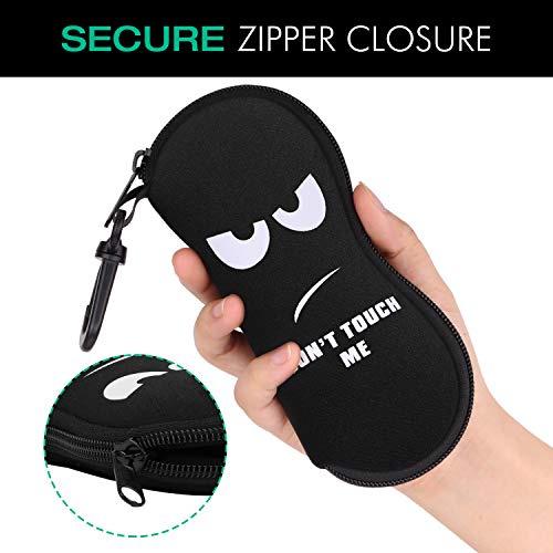 MoKo Eyeglass Soft Case, Zippered Sunglasses Pouch with Clip - Don''t Touch Me - Image 5