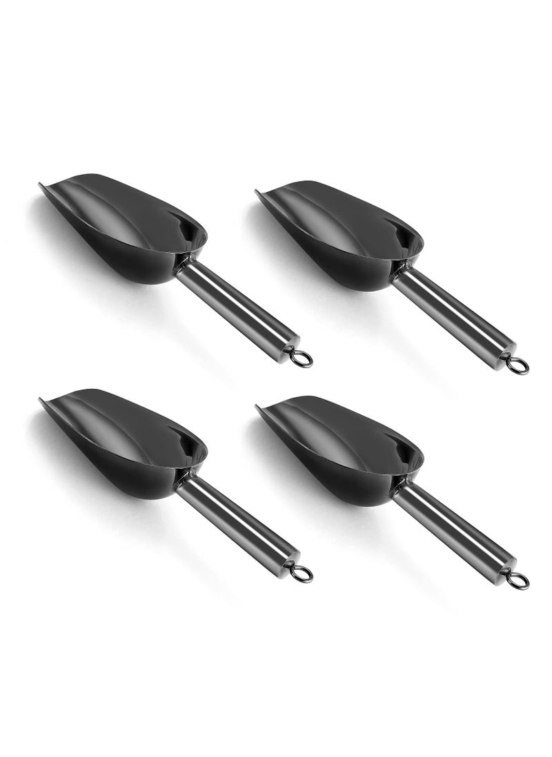 P&P CHEF PP CHEF Mini Canister Scoop Set of 4 Stainless Steel Small Candy Ice Scoop for Home Bar Buffet Wedding Mirror Finish  Elegant Shape Easy Clean  Dishwasher Safe  Black 3 Ounce 