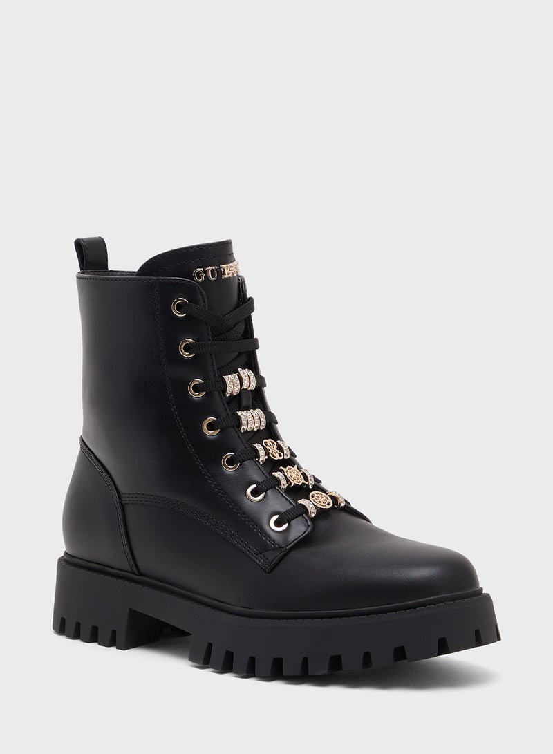 GUESS Lace Up Ankle Strap Boots  - Image 2