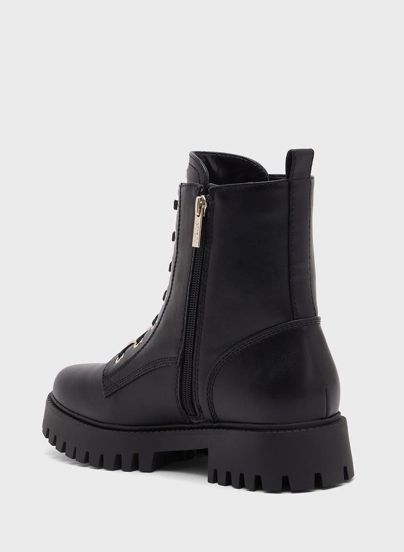 GUESS Lace Up Ankle Strap Boots  - Image 3