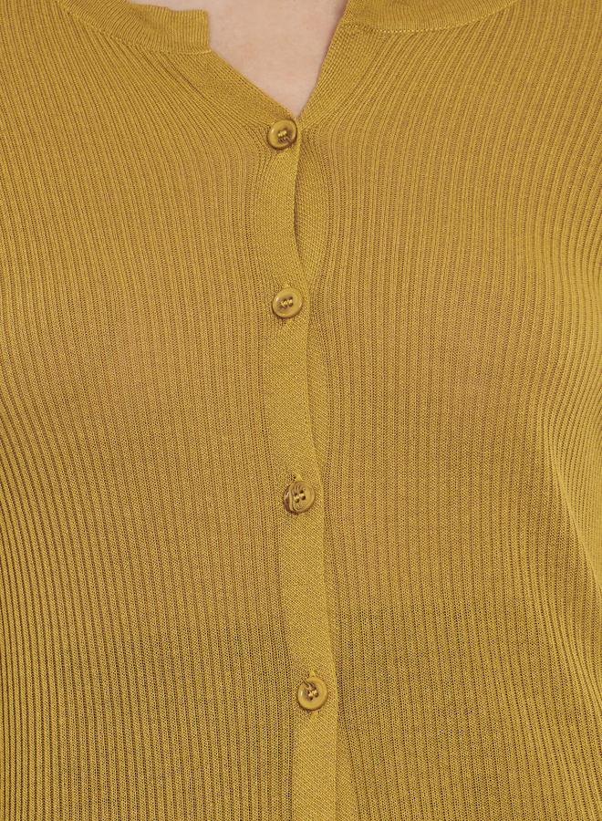 Styli Button Down Long Sleeve Ribbed Top - Image 3