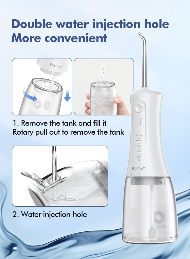 Bezvoi Portable Water Flosser – Cordless, 5 Modes, 300ML, IPX7 Waterproof, Rechargeable Oral Irrigator with 6 Tips for Teeth Cleaning - Image 4