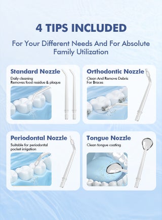 Portable Water Flosser – Cordless, 5 Modes, 300ML, IPX7 Waterproof, Rechargeable Oral Irrigator with 6 Tips for Teeth Cleaning - view 5