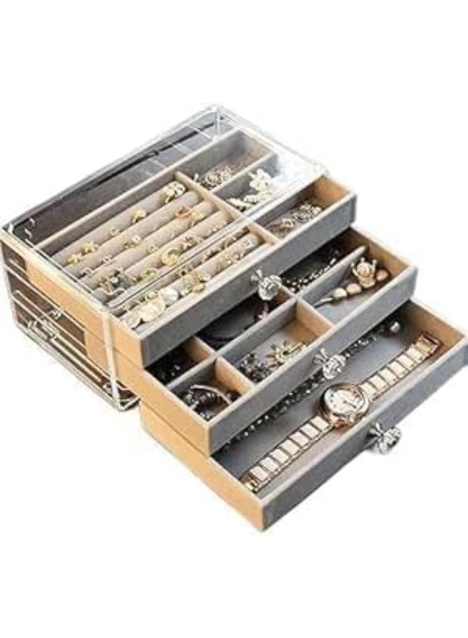 Clear Acrylic Jewelry Storage Box – 3 Drawer Organizer for Rings Earrings Bracelets – Stylish and Practical Design to Protect and Display Jewelry Tidy and Easy Access - Image 1