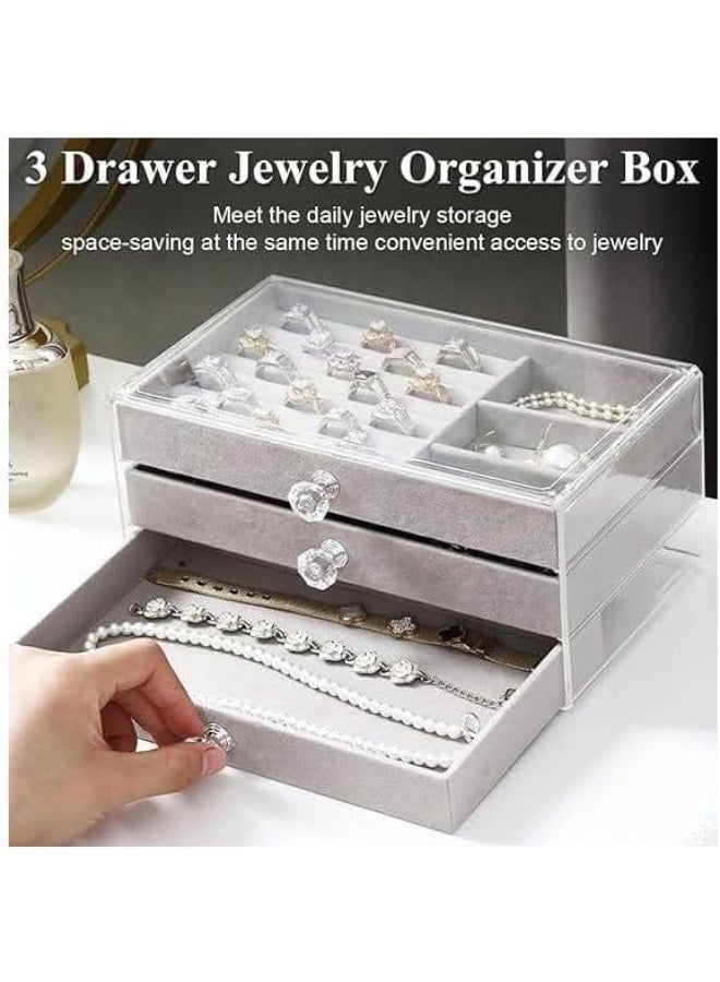 Clear Acrylic Jewelry Storage Box – 3 Drawer Organizer for Rings Earrings Bracelets – Stylish and Practical Design to Protect and Display Jewelry Tidy and Easy Access - Image 5
