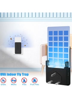 Yakiter Fly Insect Trap with 5Pcs Adhesive Cards, Indoor Gnat Catcher Captures Houseflies, Fruit Flies, and Gnats, Plug-in Moths Killer with Night Light for Buzz-free Home（Black）  - Image 2