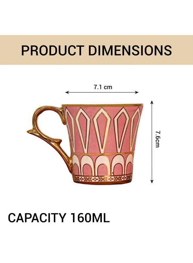 Femora Ceramic Dropped U Scale Pattern Gold Line Coffee & Tea Cup | Finest Premium for Tea/Coffee/Hot Drinks | Set of 6 | Capacity- 160 ML |(Not Microwave Safe) - Image 3