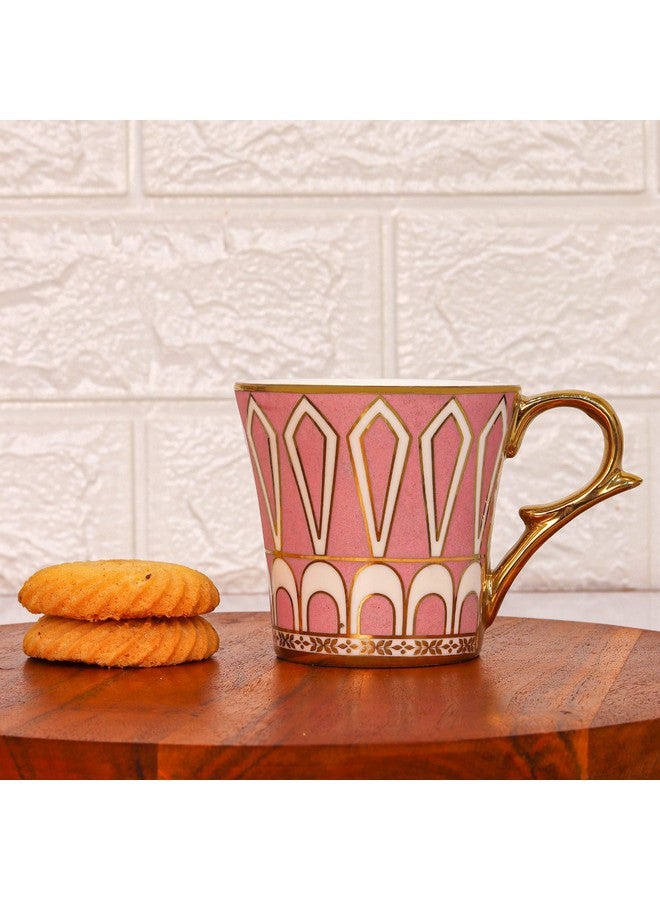 Femora Ceramic Dropped U Scale Pattern Gold Line Coffee & Tea Cup | Finest Premium for Tea/Coffee/Hot Drinks | Set of 6 | Capacity- 160 ML |(Not Microwave Safe) - Image 2