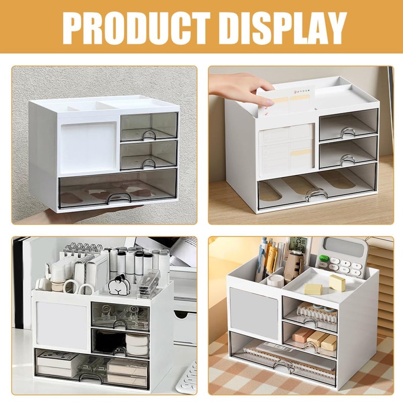 Large Capacity Multi Function Drawer Desk Organizer Box with Layered Compartments for Office Storage - Image 5