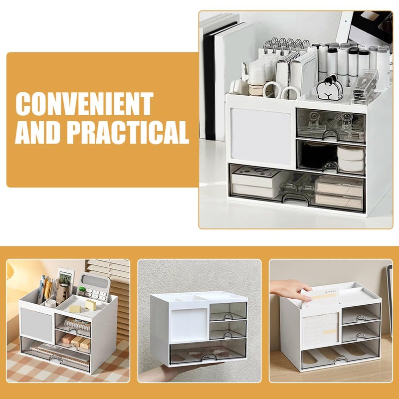 Large Capacity Multi Function Drawer Desk Organizer Box with Layered Compartments for Office Storage - Image 4