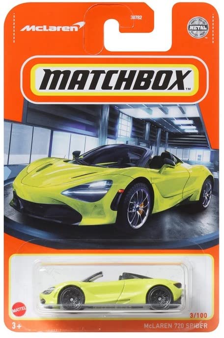 MATCHBOX سيارة مكلارين 720 سبايدر 3/100 (أخضر ليموني) مقياس 1:64 لعبة مصنوعة من المعدن