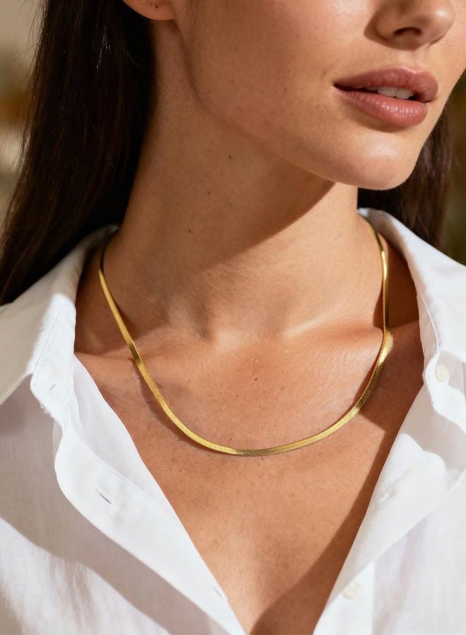 ChainsPro Gold Snake Chain Choker Necklace Women 12inch+9cm Chic Choker Chain Layered Necklace Flat Chain - Image 5