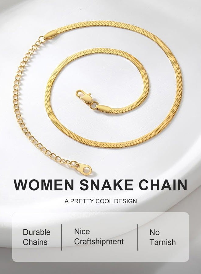 ChainsPro Gold Snake Chain Choker Necklace Women 12inch+9cm Chic Choker Chain Layered Necklace Flat Chain - Image 2