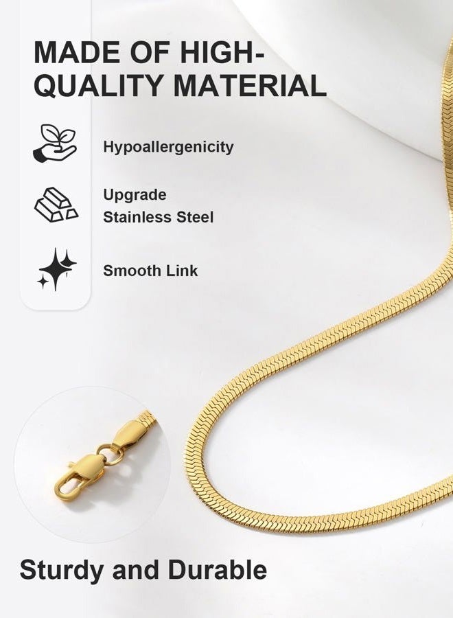 ChainsPro Gold Snake Chain Choker Necklace Women 12inch+9cm Chic Choker Chain Layered Necklace Flat Chain - Image 3