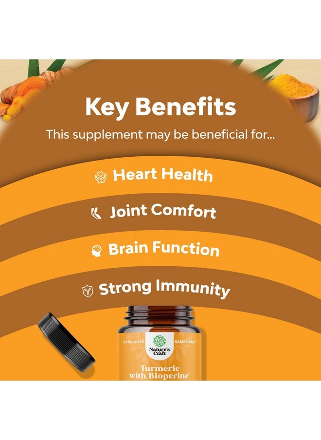 Natures Craft - Turmeric Curcumin With Black Pepper Extract Joint Health Turmeric Supplement With 95% Curcuminoids Daily Joint Support Supplement With Turmeric Curcumin With Bioperine For Enhanced Absorption - Image 1