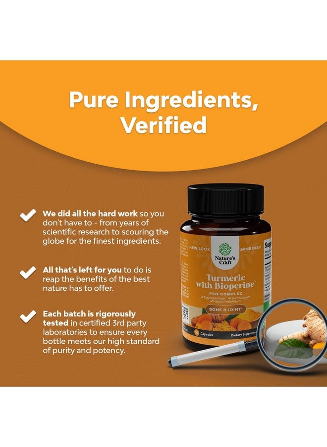 Natures Craft - Turmeric Curcumin With Black Pepper Extract Joint Health Turmeric Supplement With 95% Curcuminoids Daily Joint Support Supplement With Turmeric Curcumin With Bioperine For Enhanced Absorption - Image 1