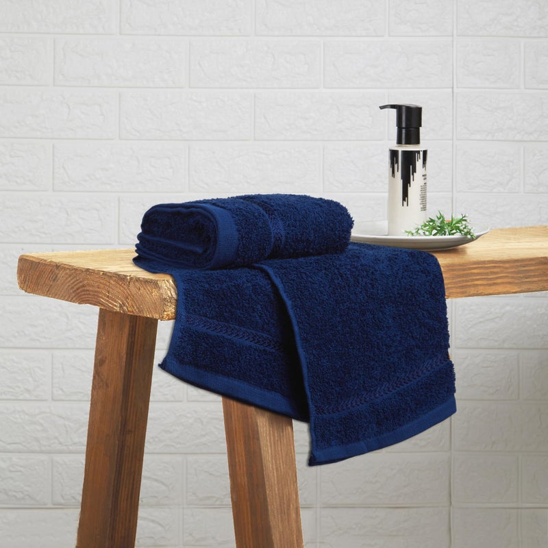 Welspun 100% Cotton Easy Care Hand Towel ste of 2 | Quick Dry Ultra Soft Towels for Gym|Hotel|Travelling | 380 GSM Hand Towel for Men and Women | Sized 40cm X 60 cm| Blue - Image 2