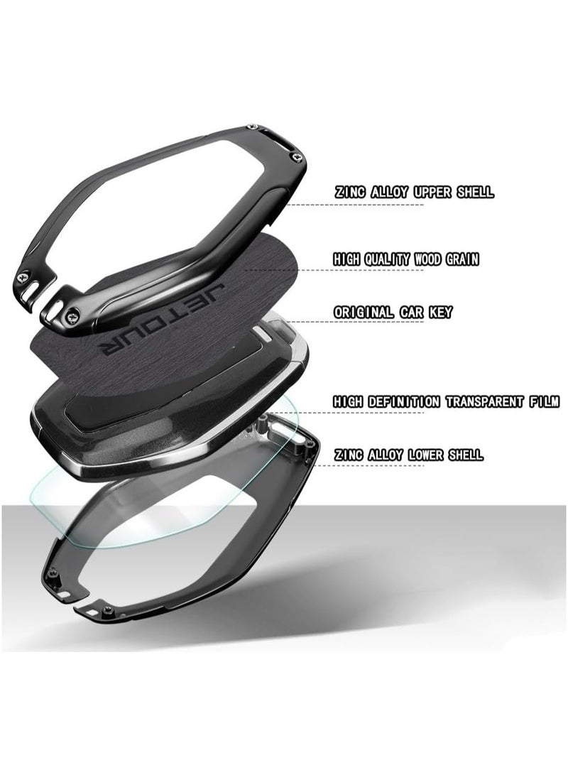 Oasisgalore Key Fob Protector Case for Jetour Dashing (L6/L9/X70/X90/X95 PLUS) – Durable Alloy Cover (Grain Gray) - Image 5