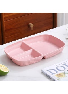 Generic Wheat Straw Three-compartment Fat-reducing Dinner Plate Adult Breakfast Plate One-person Children's Tableware Household Quantitative Plate 