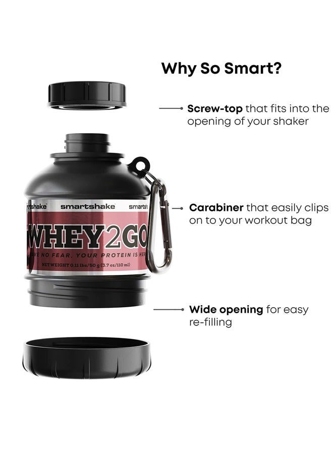 SmartShake Whey2Go Black Protein Powder Storage Container 50g – BPA Free Shaker Bottle Funnel for Whey Protein Powder + Protein Shakes 110ml, DC Comics Batman Gifts for Men (Black) - Image 2