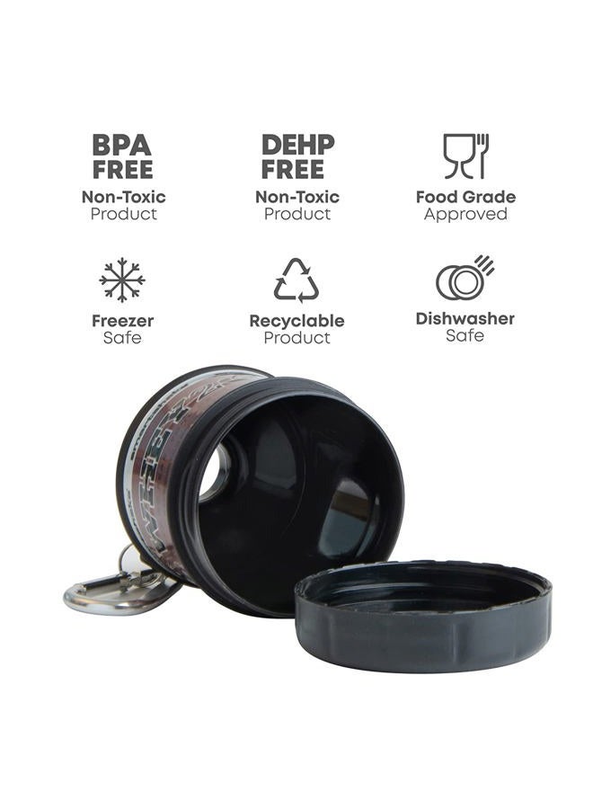 SmartShake Whey2Go Black Protein Powder Storage Container 50g – BPA Free Shaker Bottle Funnel for Whey Protein Powder + Protein Shakes 110ml, DC Comics Batman Gifts for Men (Black) - Image 3