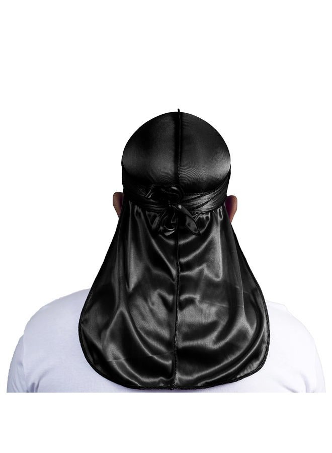ForceWave Silky Durag for Men Wave Cap Satin Dorag for Men Women 360 Wave Black - Image 3