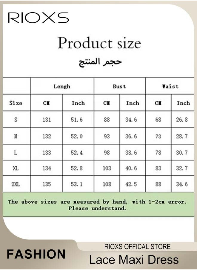 RIOXS - Women's Elegant Dresses, Lace Long Sleeve Dress, Ladies Chiffon Maxi Dress, Evening Dresses For Party Wedding And Special Occasions, Formal Long Dress For Women - Image 1