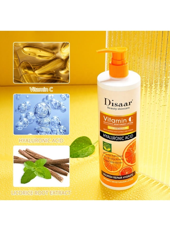 Disaar 480g Vitamin C Whitening Moisturizer Lotion Hyaluronic Acid Glow and Moisture Whitening Body Gel Moisturizing Body cream Vitamin C Whitening Body Oil Fades Melanin Lotion Moisturizing Repair Skin Barrier Body Lotion - Image 3