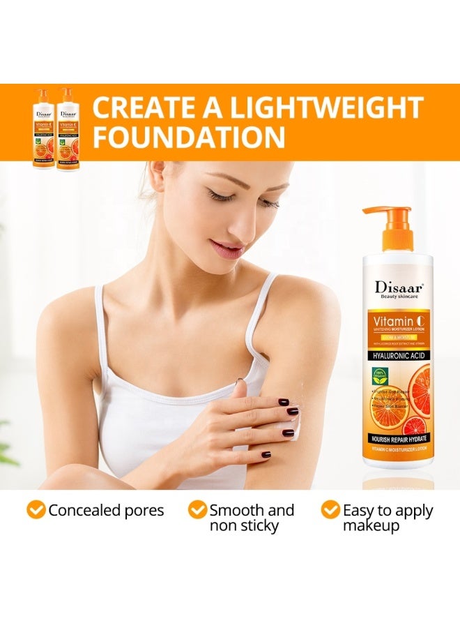 Disaar 480g Vitamin C Whitening Moisturizer Lotion Hyaluronic Acid Glow and Moisture Whitening Body Gel Moisturizing Body cream Vitamin C Whitening Body Oil Fades Melanin Lotion Moisturizing Repair Skin Barrier Body Lotion - Image 4