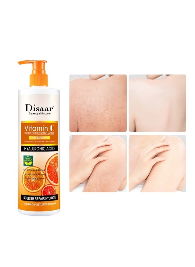Disaar 480g Vitamin C Whitening Moisturizer Lotion Hyaluronic Acid Glow and Moisture Whitening Body Gel Moisturizing Body cream Vitamin C Whitening Body Oil Fades Melanin Lotion Moisturizing Repair Skin Barrier Body Lotion - Image 5