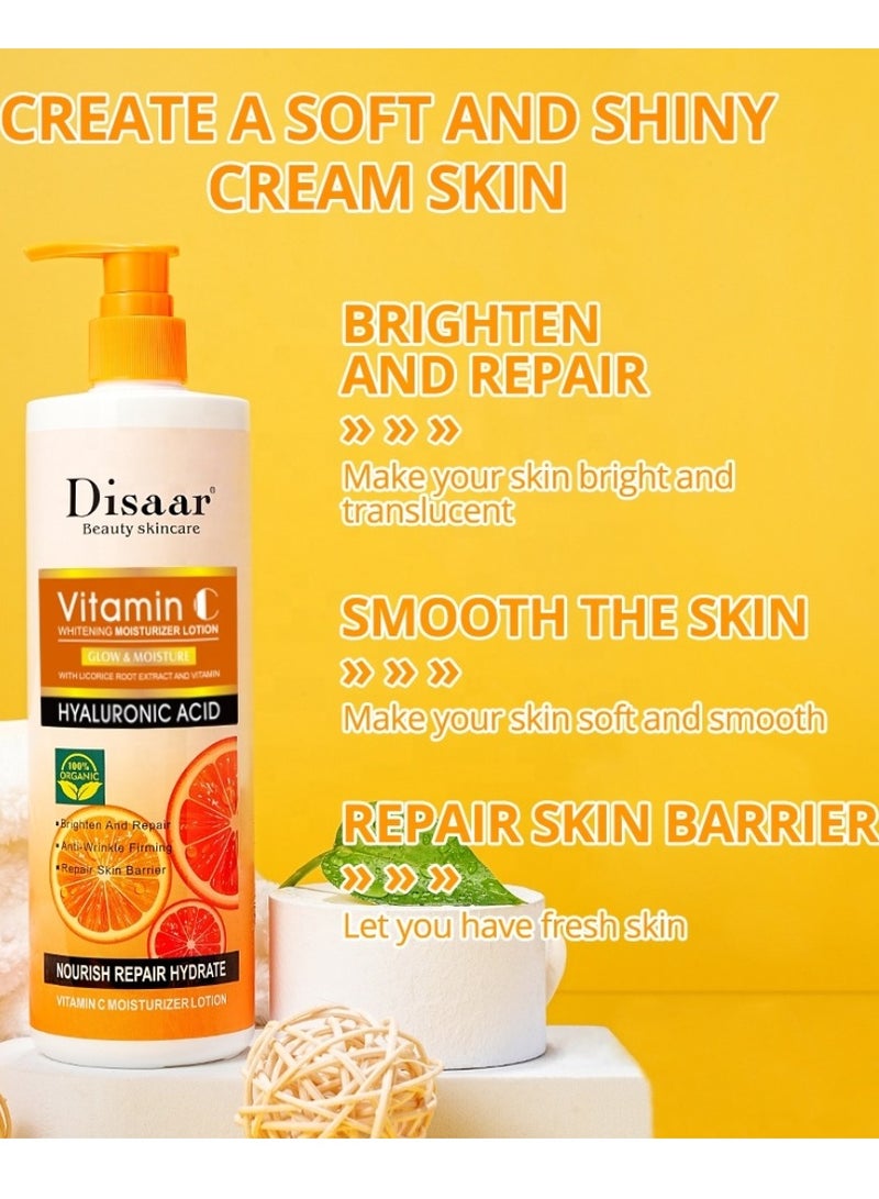 Disaar 480g Vitamin C Whitening Moisturizer Lotion Hyaluronic Acid Glow and Moisture Whitening Body Gel Moisturizing Body cream Vitamin C Whitening Body Oil Fades Melanin Lotion Moisturizing Repair Skin Barrier Body Lotion - Image 2