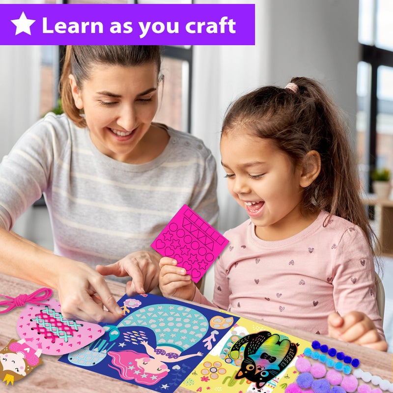 KRAFUN My First Craft Workshop Art and Craft Kit for Kids - Projects in 10 Envelopes, Unicorn, Mermaid, Princess & Llama Crafts, Creative Educational Activities Girls Toddlers Ages 3 4 5+ - Image 4