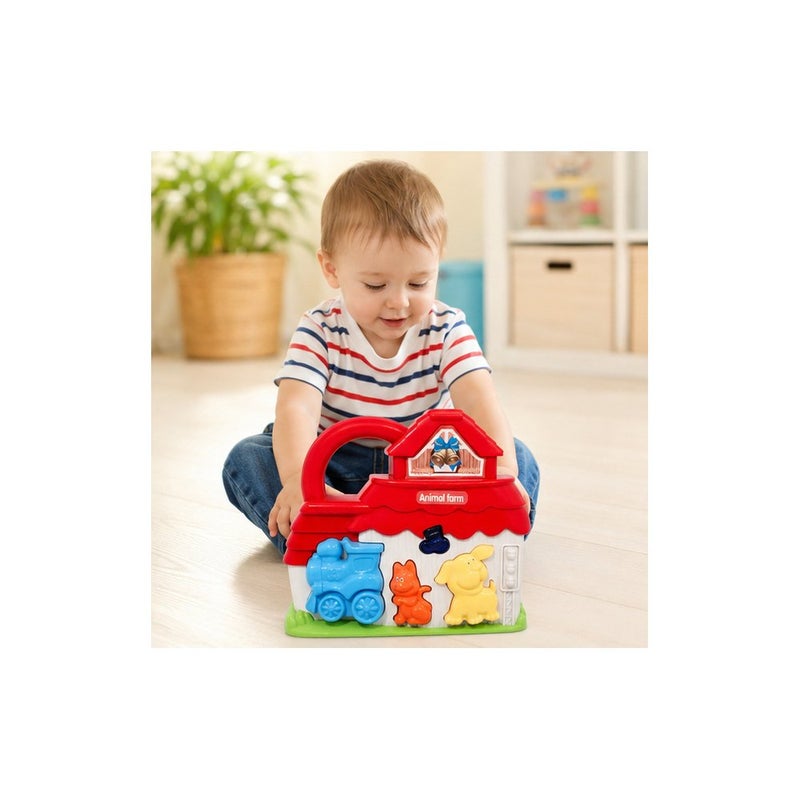 WinFun Animal Farm Toy Playset for Toddlers 18 Months and Above, with Animal Figures and Train, Red and Blue | Early Learning - Image 4