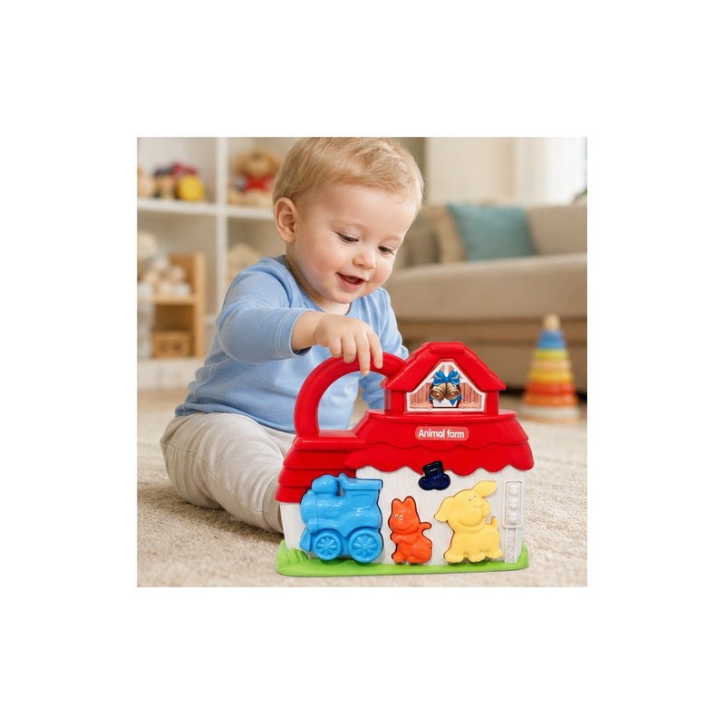 WinFun Animal Farm Toy Playset for Toddlers 18 Months and Above, with Animal Figures and Train, Red and Blue | Early Learning - Image 3