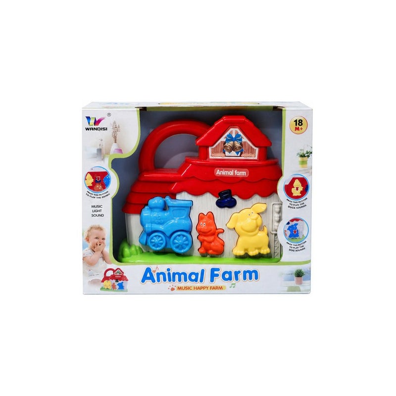 WinFun Animal Farm Toy Playset for Toddlers 18 Months and Above, with Animal Figures and Train, Red and Blue | Early Learning - Image 2