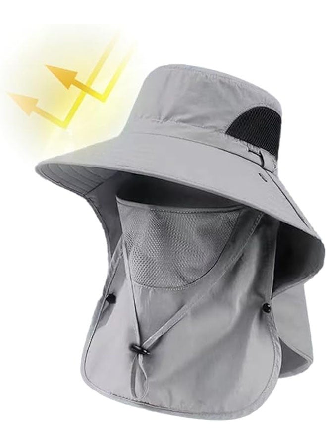 Generic Summer Sun Hats Protection Outdoor Hunting Fishing Cap for Hiking Camping Visor Bucket Hat Removable Fisherman Hat(Gray) - Image 1