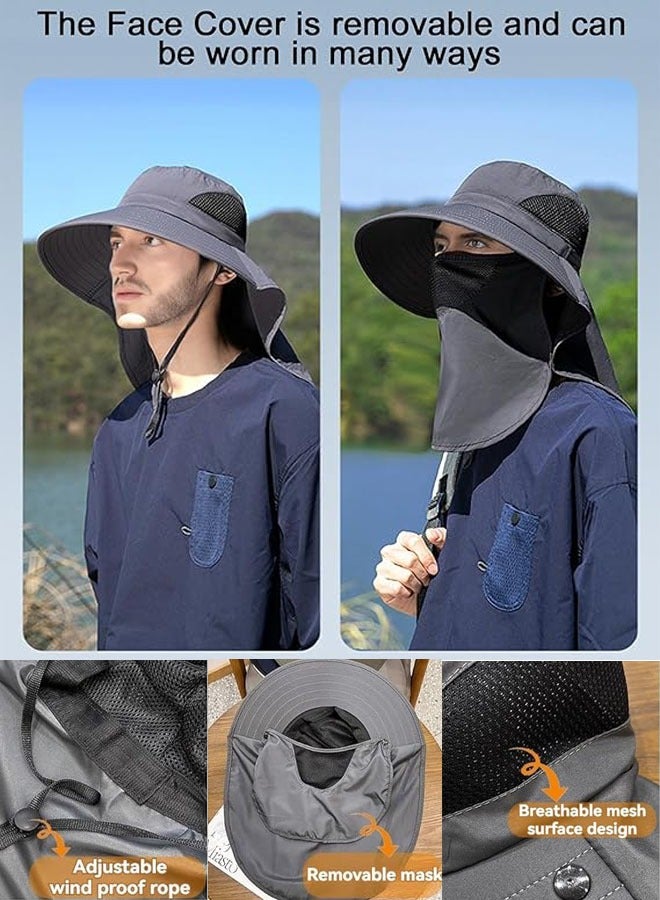Generic Summer Sun Hats Protection Outdoor Hunting Fishing Cap for Hiking Camping Visor Bucket Hat Removable Fisherman Hat(Gray) - Image 5
