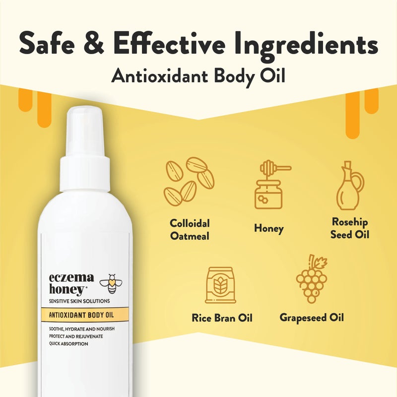 ECZEMA HONEY Antioxidant Body Oil - After Shower All Over Body Oil Spray for Skin - Eczema-Prone & Sensitive Moisturizing Skin Oil - Unscented Body Oils for Women, Men & Kids (8 Fl Oz) - Image 2