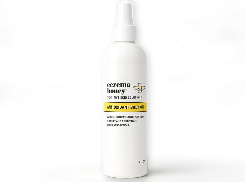 ECZEMA HONEY Antioxidant Body Oil - After Shower All Over Body Oil Spray for Skin - Eczema-Prone & Sensitive Moisturizing Skin Oil - Unscented Body Oils for Women, Men & Kids (8 Fl Oz) - Image 1