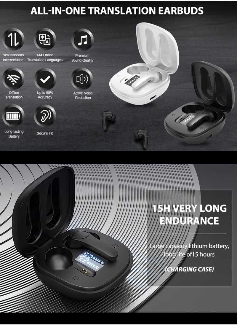 HILUKE Translation Earbuds, 144 Languages & Accents Two-Way Luniva Translator Pods Real Time,Enhance Your Global Communication Experience (Black)  - Image 5