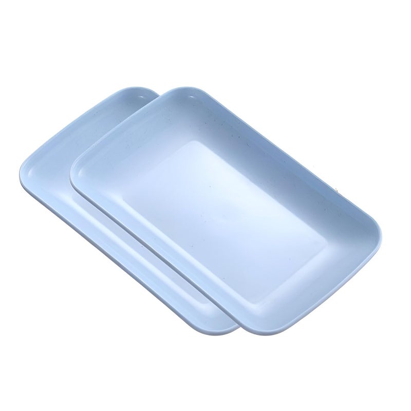 Simois Simois Unbreakable, Microwave & Dishwasher Safe Serving Plates for Healthy, Wheat Straw Small Serving Plates for Kitchen Camping BPA Free Ideal for Serving Pasta, Sushi or Desserts (Pack of 2, Blue) - Image 1