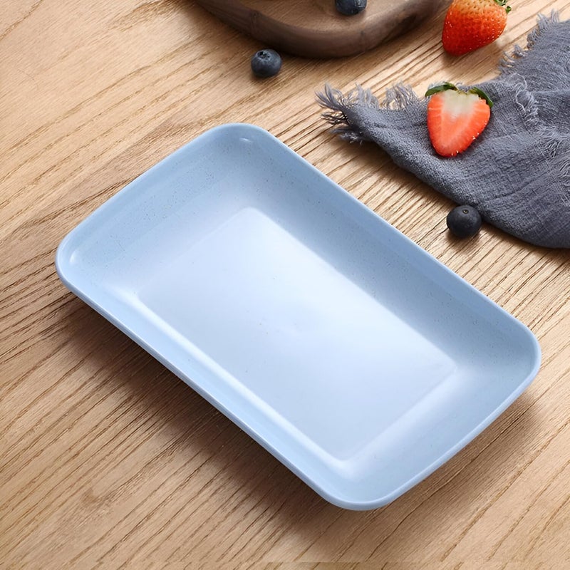 Simois Simois Unbreakable, Microwave & Dishwasher Safe Serving Plates for Healthy, Wheat Straw Small Serving Plates for Kitchen Camping BPA Free Ideal for Serving Pasta, Sushi or Desserts (Pack of 2, Blue) - Image 4