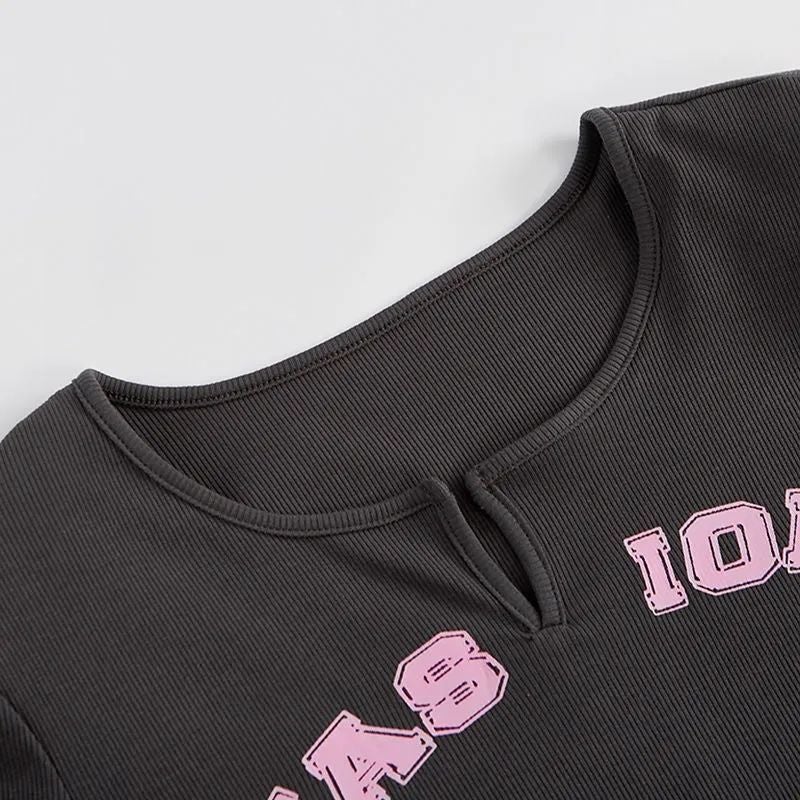 Discount Girl Top Summer Letter Printing Slim-Fit Short Design Sense Short-Sleeved T-Shirt Women'S Ins Trendy - Image 5