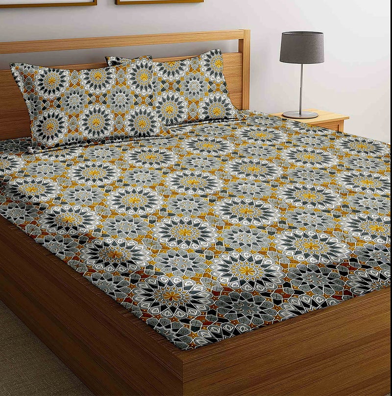 BSB HOME® 3D Printed 144 Tc Microfiber Double Bedsheet with 2 King Size Pillow Covers (Whitea and Yellow Flower, 90X90 Inches) - Image 5