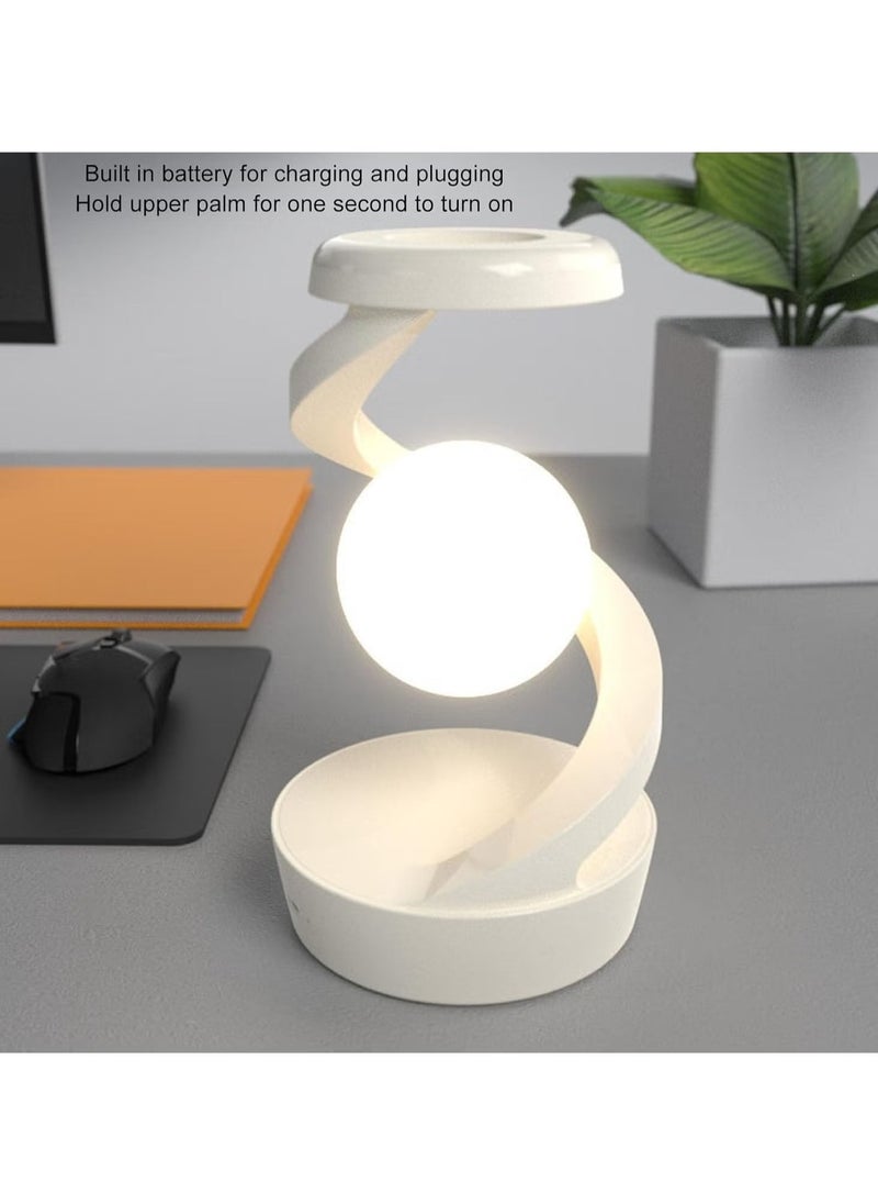 TIGER Modern Spiral Bedside Lamp with Rotating RGB Suspension, 3D Visual Levitation Ball LED Table Lamp, Magnetic LED Desk Light Bulb, Stylish Nightstand Lamp for Bedroom, Living Room, and Office Decor, Futuristic Home Lighting Solution - Image 1